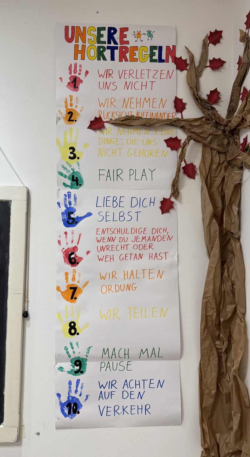 Unsere Hortregeln – von Kindern gestaltetes Regelplakat im Hort Bunte Tüte